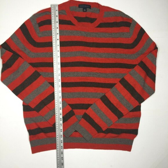 Banana Republic Mens Rust Brown Gray Striped Wool Cashmere Sweater Size Large - Picture 7 of 9